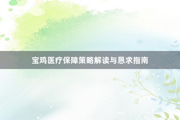 宝鸡医疗保障策略解读与恳求指南